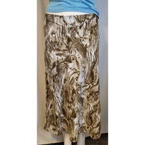 Rachel Zoe Maxi Skirt Size 8 Brown & White Marble Design Fit & Flare NWOT